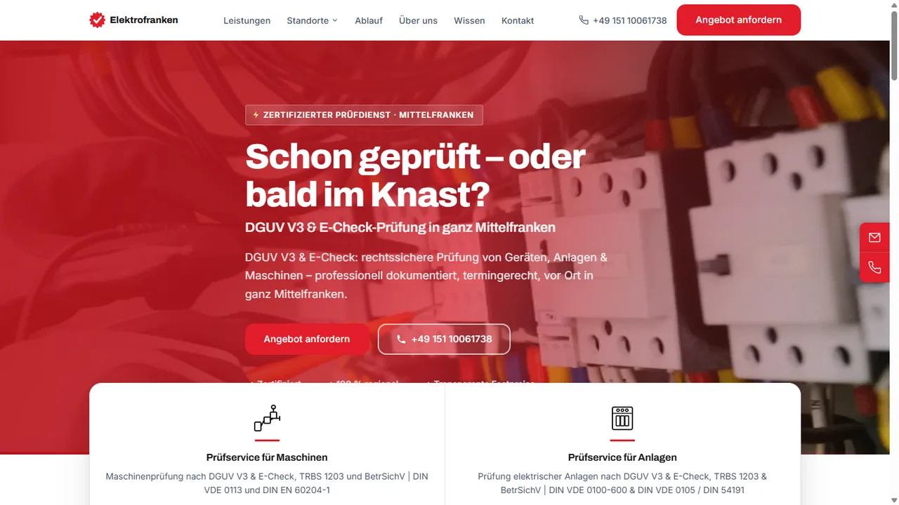 Website von Elektrofranken