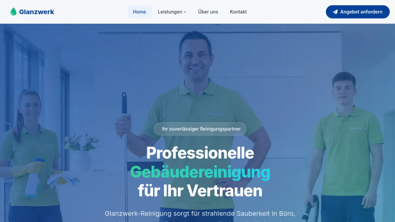 Website von Glanzwerk Reinigung